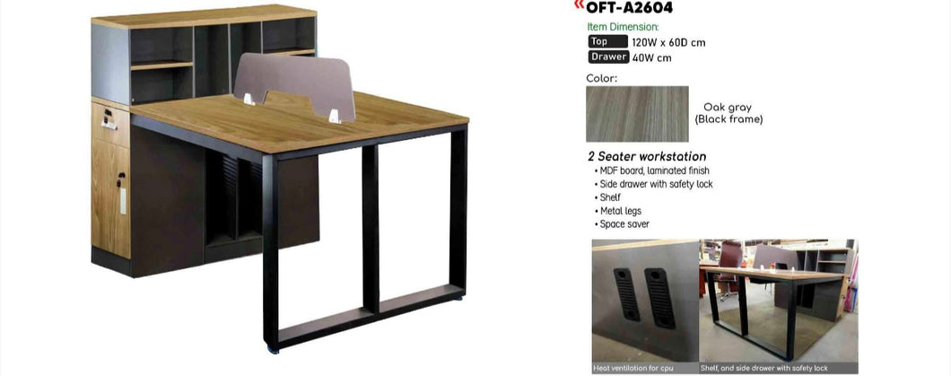 GD-OFTA2604 2 Seater Workstation