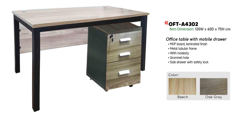 GD-OFTA4302 Office table with mobile drawer