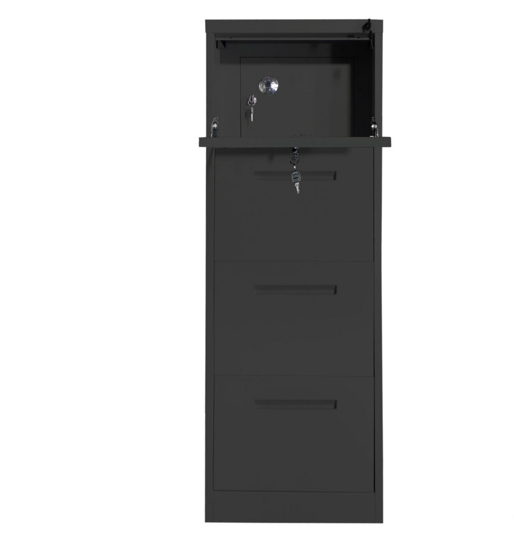 M-62 Vertical 4-Drawer with Safe Vault & Keys Manual-combination keylock Steel Filing Cabinet (Black, White)