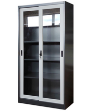 Load image into Gallery viewer, M-64 5-Layer Glass Sliding Door Steel Cabinet (Dark Grey+White)
