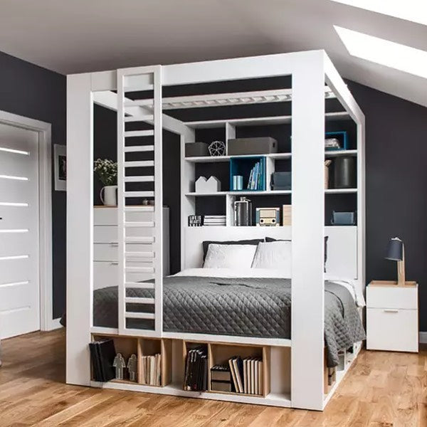 Ansel Canopy Bed + Shelves